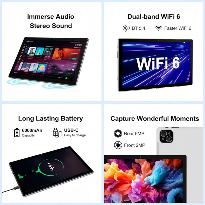 Tablet ATMPC 10 pulgadas Android 14 Octa-Core 12 GB RAM 128 GB ROM