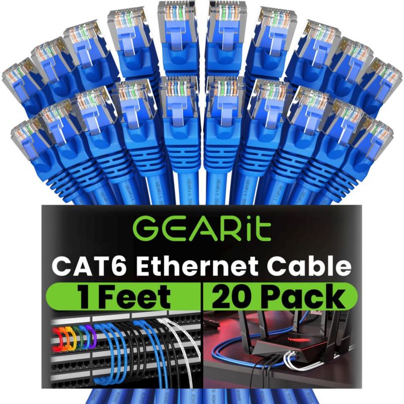 Cable Ethernet GearIt Cat 6 de 1 pie (30 cm) 10 Gbps paquete de 20 azul