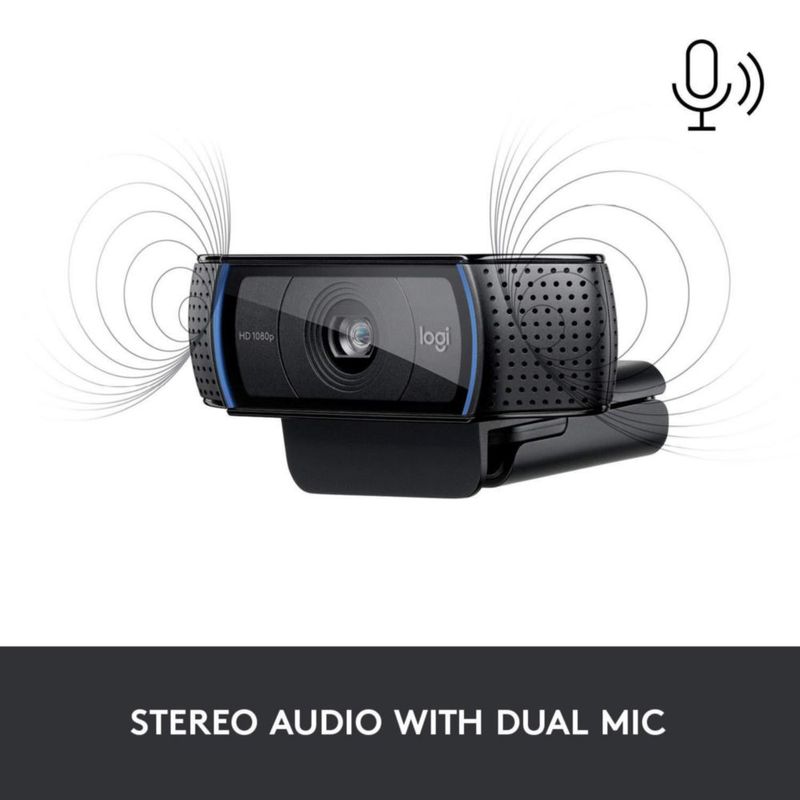 Cámara web Logitech HD Pro C920 1080p para escritorio o portátil