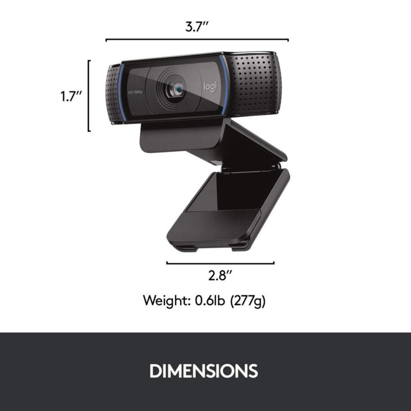 Cámara web Logitech HD Pro C920 1080p para escritorio o portátil