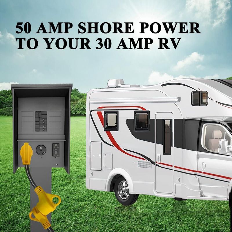 Adaptador de corriente para autocaravana cable de 50 A macho a 30 A hembra 30 cm