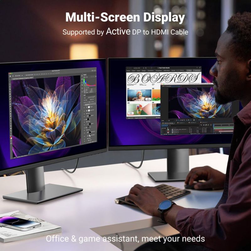 Cable DisplayPort a HDMI UGREEN 4K @60Hz HDR Active 1.2 a 2.0