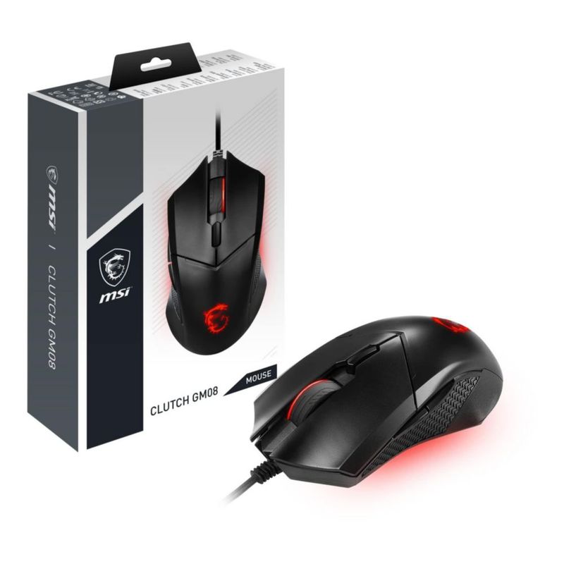 Ratón para juegos MSI Clutch GM08 sensor óptico de 4200 DPI negro