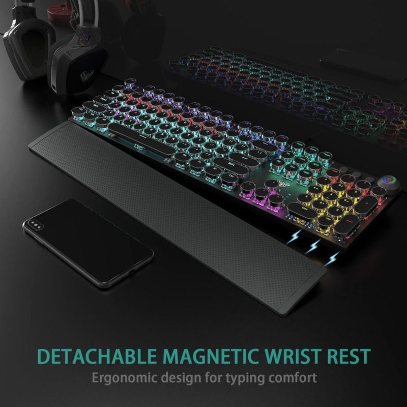 Teclado para juegos AULA F2088 estilo máquina de escribir interruptores azules
