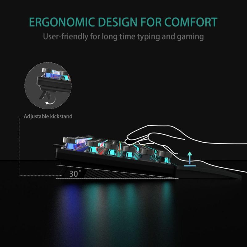 Teclado para juegos AULA F2088 estilo máquina de escribir interruptores azules