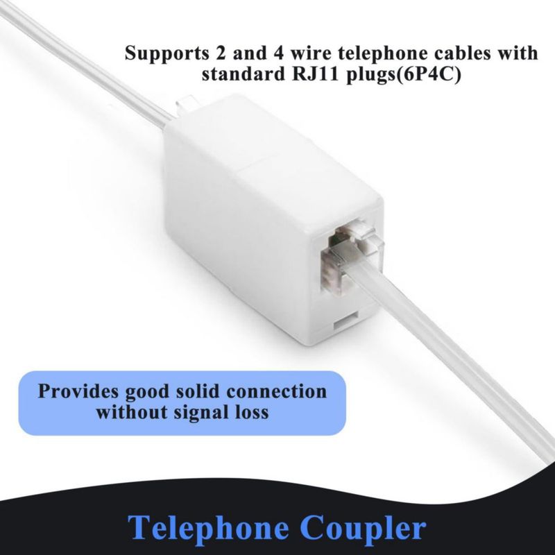 Cable de teléfono KINXIYU de 15 m con conector RJ11 divisor y clips