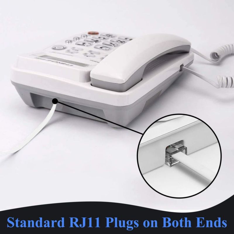 Cable de teléfono KINXIYU de 15 m con conector RJ11 divisor y clips