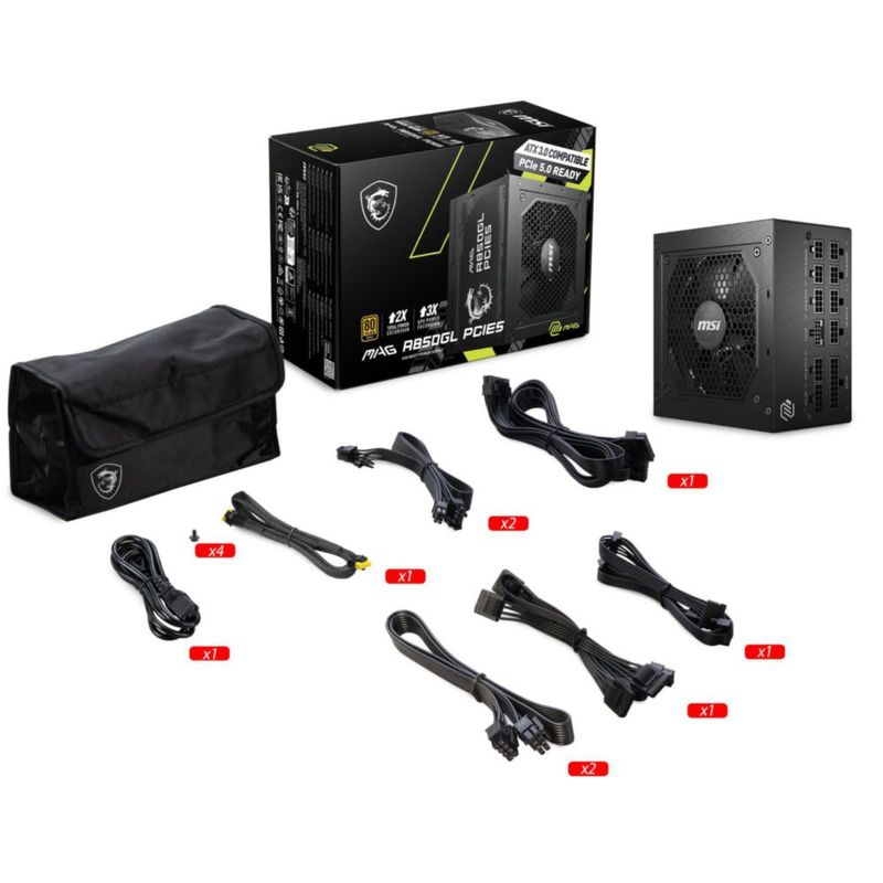 Fuente de alimentación MSI MAG A850GL 850W 80 Plus Gold Full Modular