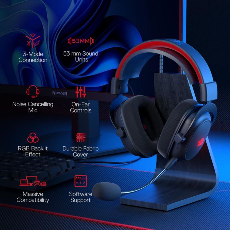 Auriculares inalámbricos para juegos Redragon H510 PRO Zeus-X RGB