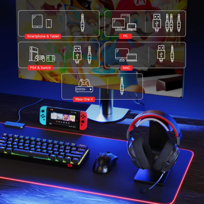 Auriculares inalámbricos para juegos Redragon H510 PRO Zeus-X RGB