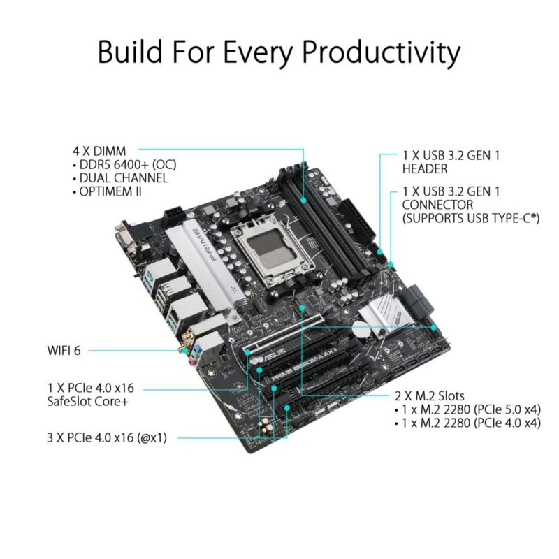 Placa madre ASUS Prime B650M-A AX II AMD B650 AM5 Ryzen