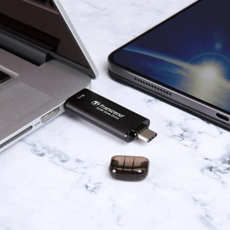 SSD externo Transcend USB 3.2 Gen 2 de 256 GB para iPhone iPad y Mac