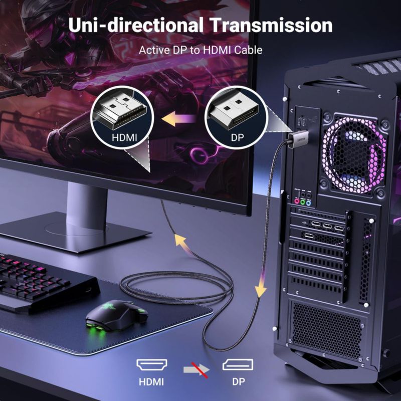 Cable DisplayPort a HDMI UGREEN 8K @60Hz 4K @120Hz 2.1 2.3