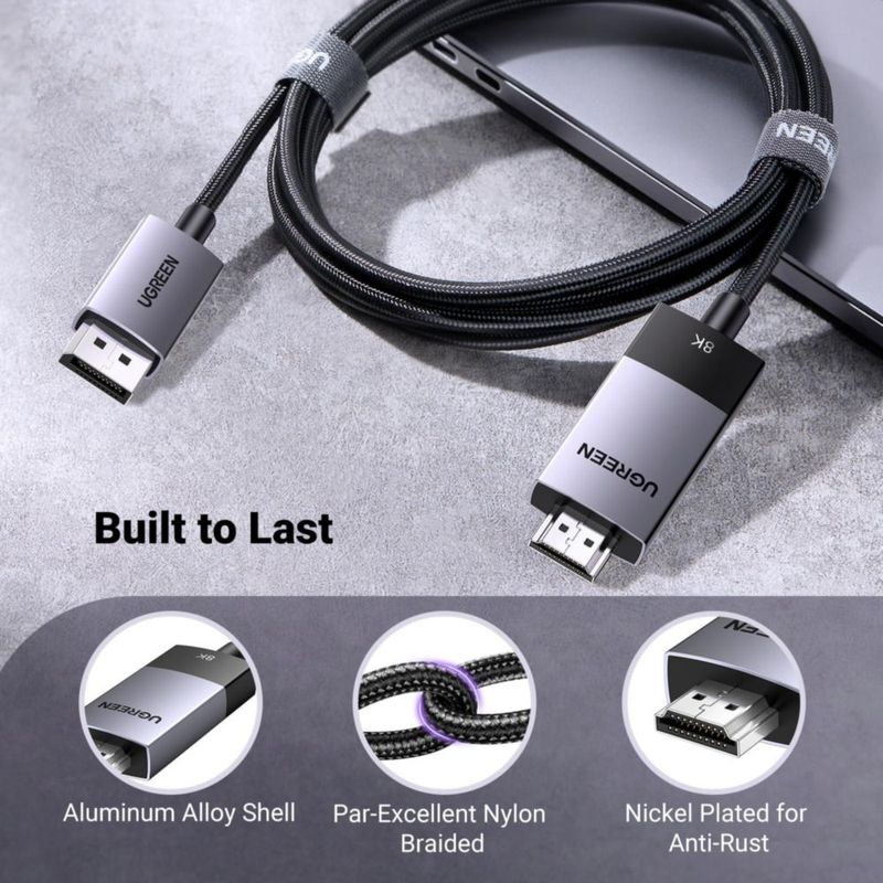 Cable DisplayPort a HDMI UGREEN 8K @60Hz 4K @120Hz 2.1 2.3
