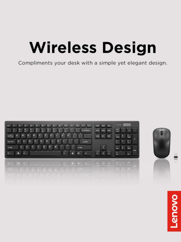 Combo de teclado y ratón Lenovo 100 Wireless Black