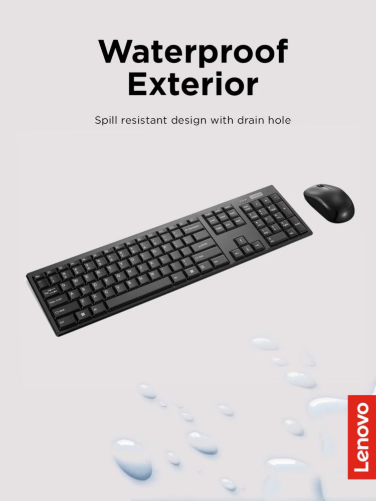Combo de teclado y ratón Lenovo 100 Wireless Black