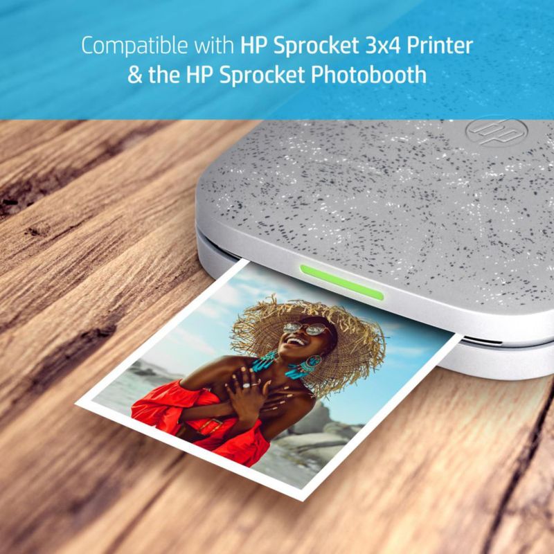 Papel fotográfico HP Sprocket Zink con respaldo adhesivo de 3.5 x 4.25 pulgadas paquete de 50
