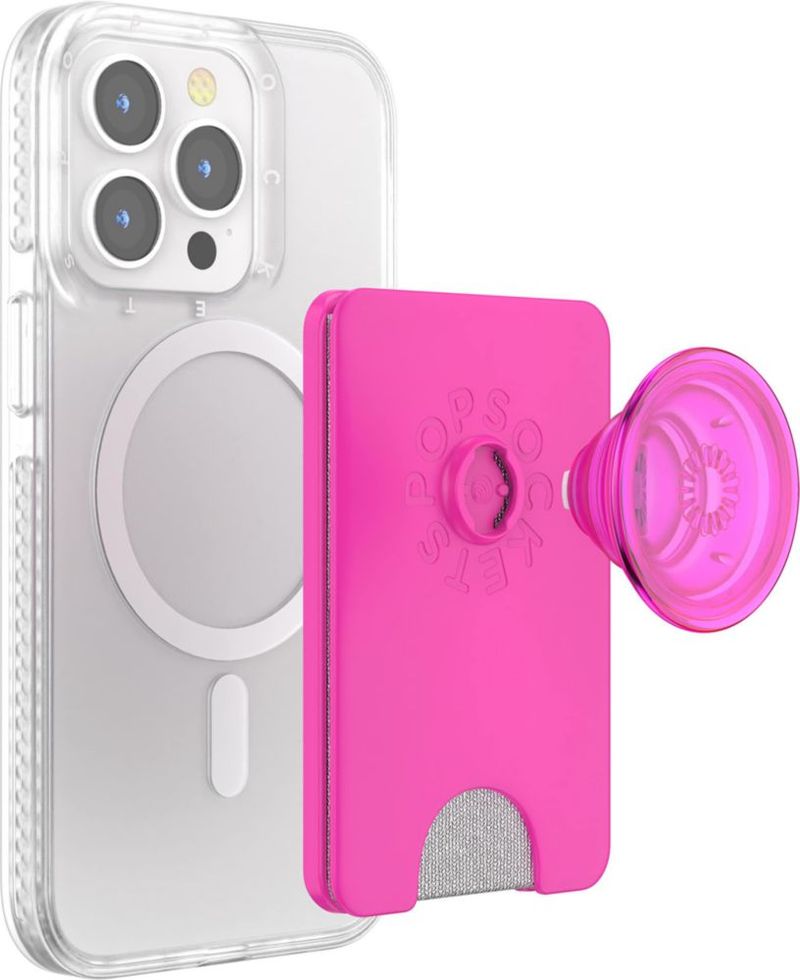 Cartera para teléfono PopSockets magenta con agarre expandible y adaptador