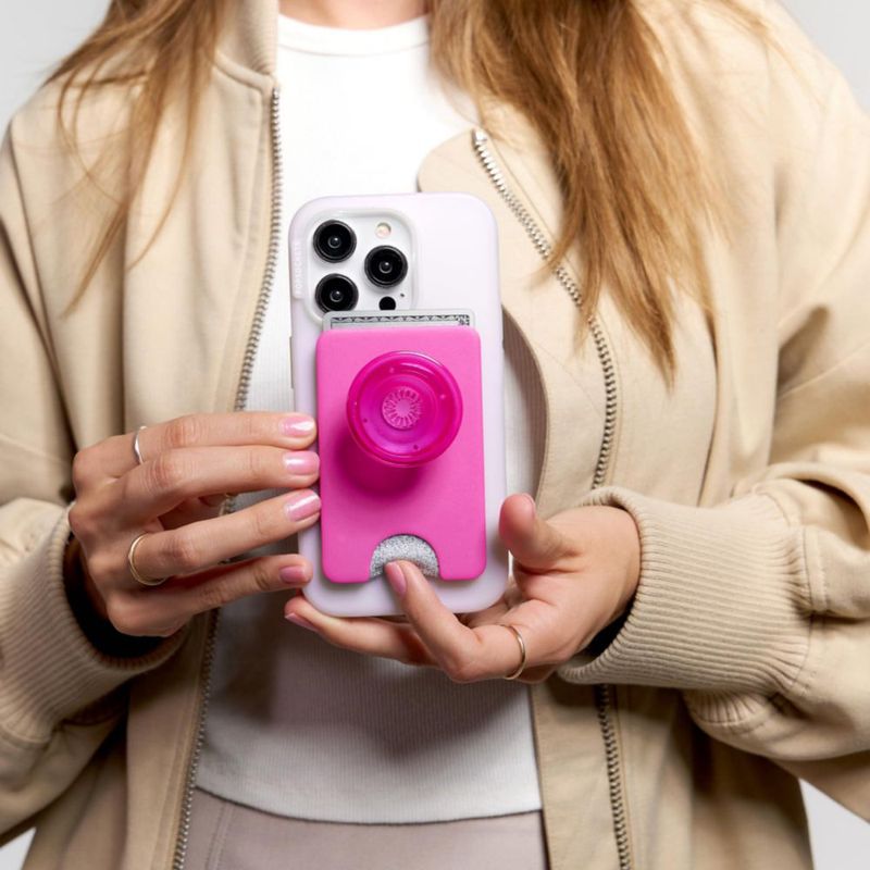 Cartera para teléfono PopSockets magenta con agarre expandible y adaptador