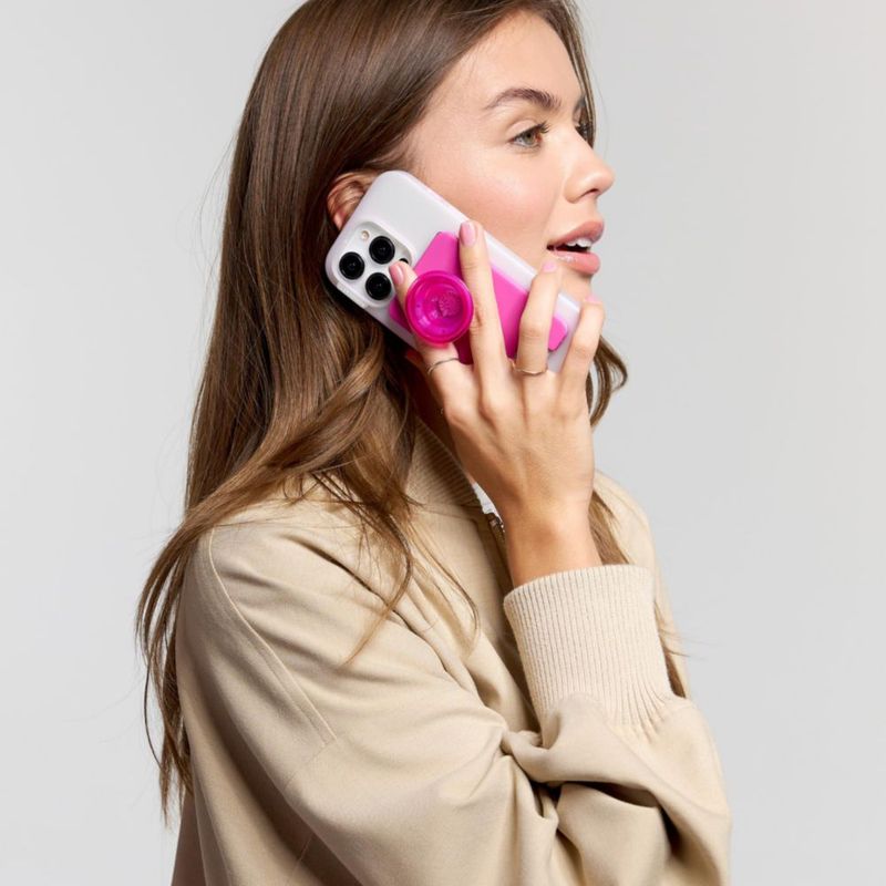 Cartera para teléfono PopSockets magenta con agarre expandible y adaptador