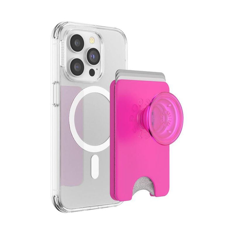 Cartera para teléfono PopSockets magenta con agarre expandible y adaptador