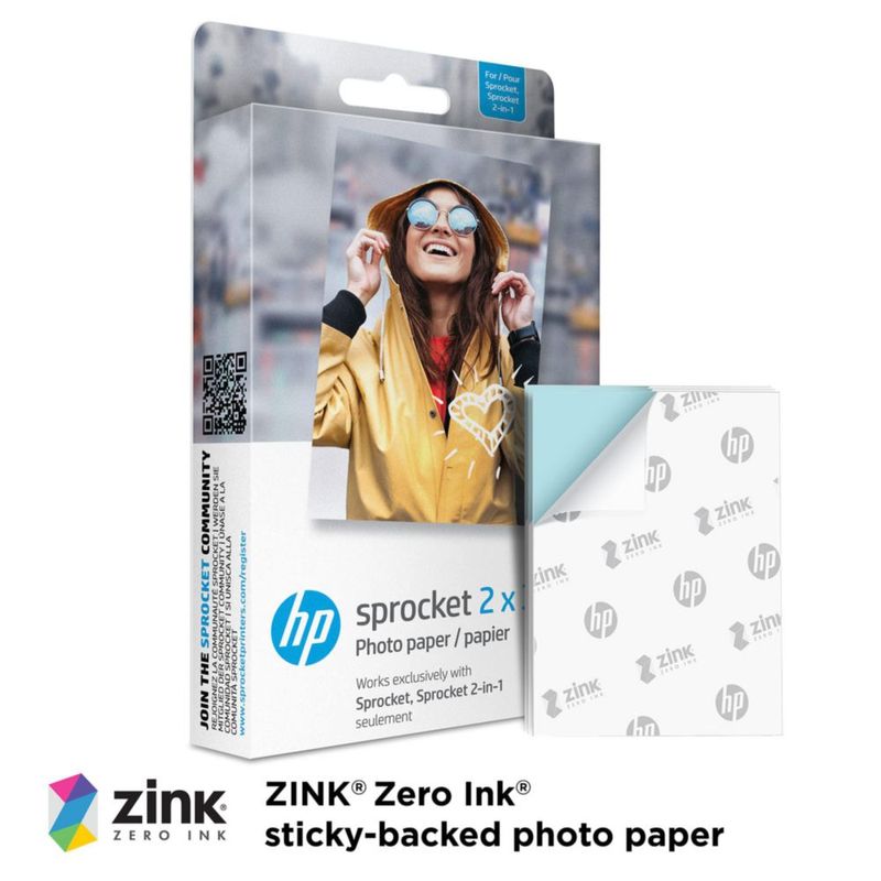 Papel fotográfico HP Sprocket 2x3 Premium Zink Back (50 hojas)