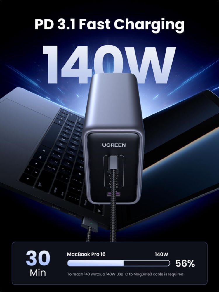 Bloque de carga UGREEN Nexode 300 W USB C 5 puertos MacBook Pro/Air