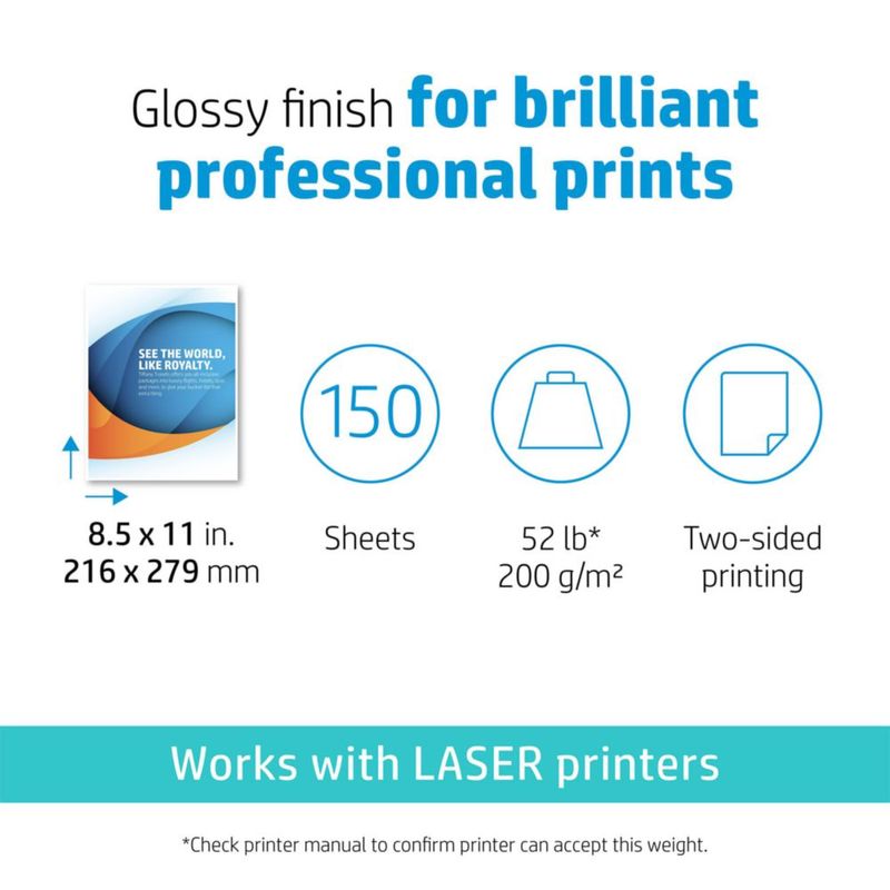 Papel HP Professional Business Glossy de 85 x 11 pulgadas 150 hojas