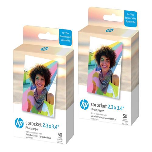 Papel fotográfico HP Sprocket 23 x 34 pulgadas con parte trasera adhesiva de zinc 100 hojas