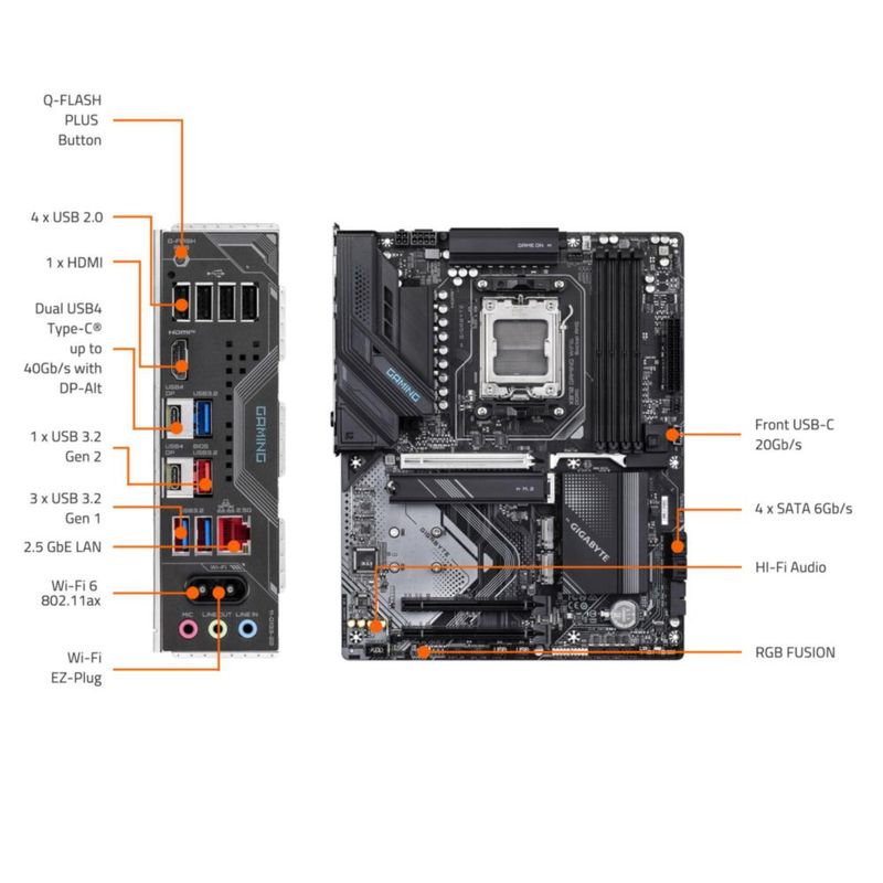 Placa madre GIGABYTE X870 Gaming WIFI6 AMD AM5 LGA 1718 ATX