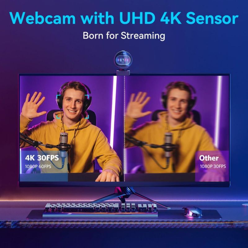 Cámara web EMEET S600 4K para streaming con sensor Sony de 1/2.5"