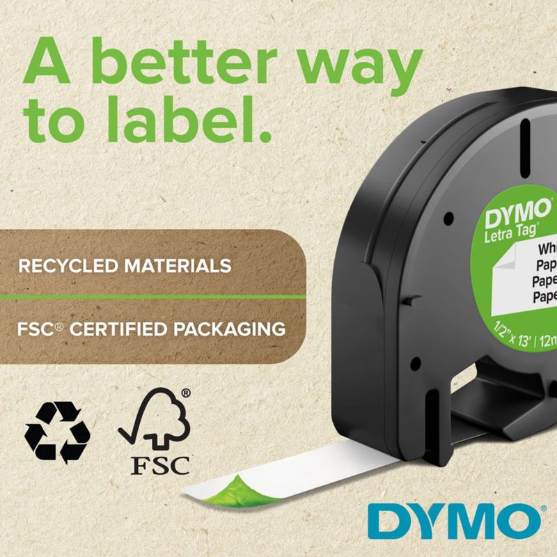 Cinta de etiquetado DYMO LT para rotuladoras LetraTag 3 rollos