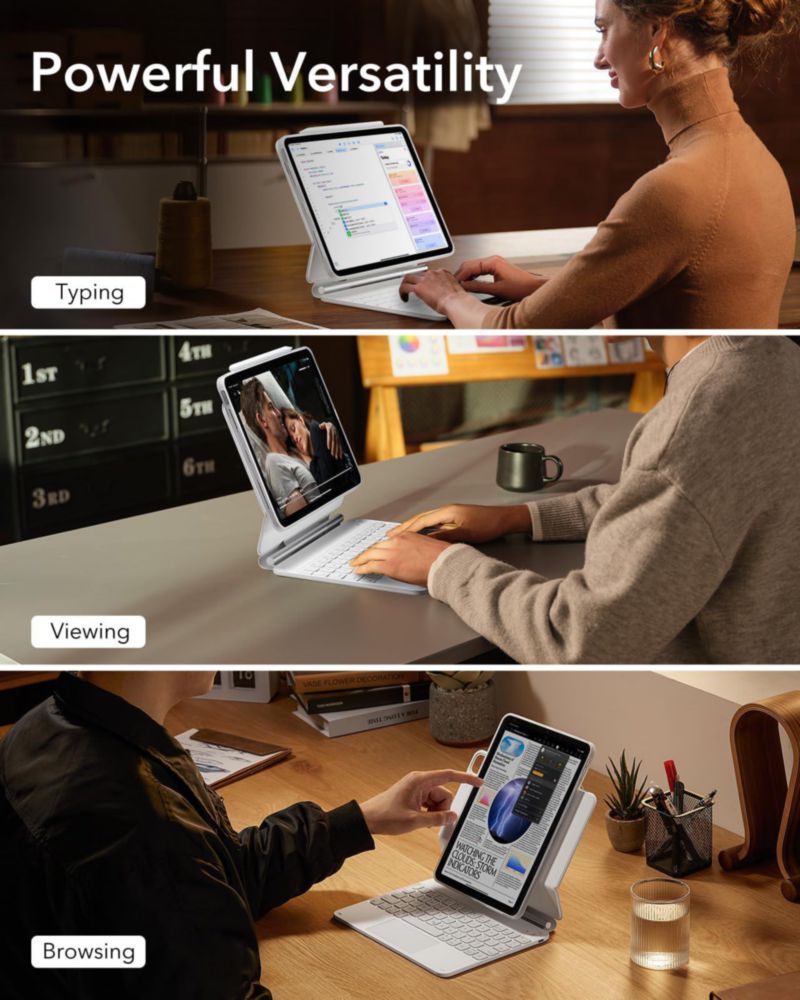Funda con teclado ESR para iPad Pro de 11 pulgadas con soporte de 5.ª generación color blanco