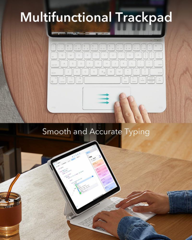 Funda con teclado ESR para iPad Pro de 11 pulgadas con soporte de 5.ª generación color blanco