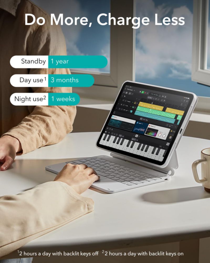 Funda con teclado ESR para iPad Pro de 11 pulgadas con soporte de 5.ª generación color blanco