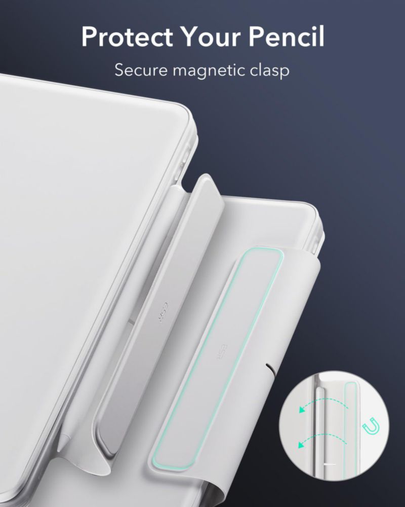 Funda con teclado ESR para iPad Pro de 11 pulgadas con soporte de 5.ª generación color blanco