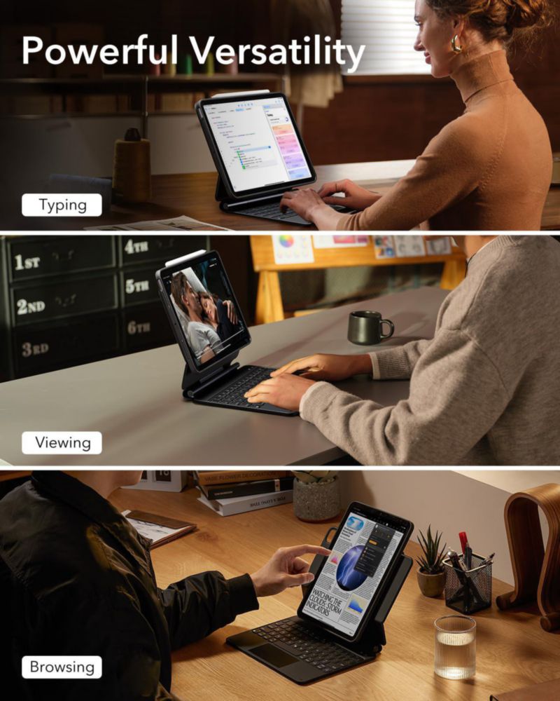 Funda con teclado ESR para iPad Pro de 11 pulgadas con soporte de 5.ª generación color negro