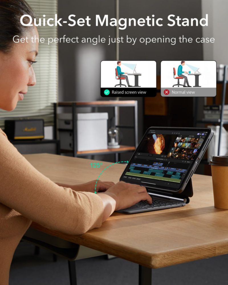 Funda con teclado ESR para iPad Pro de 11 pulgadas con soporte de 5.ª generación color negro