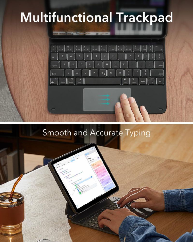 Funda con teclado ESR para iPad Pro de 11 pulgadas con soporte de 5.ª generación color negro