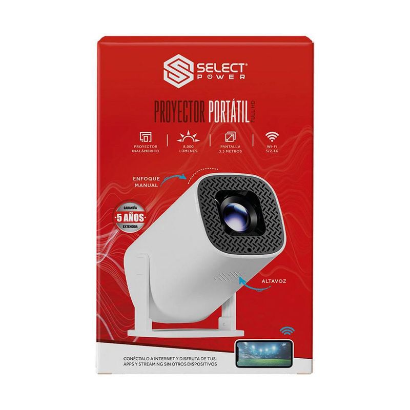 Proyector Portátil Select Power PROJ-SP Android Wifi Bluetooth Resolución HD