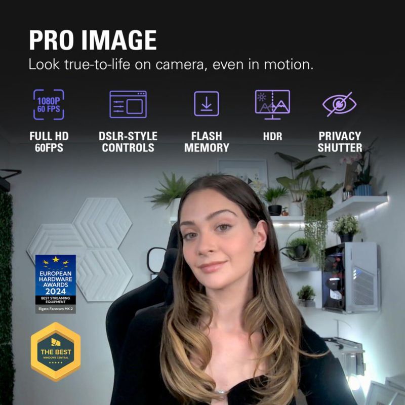 Cámara web Elgato Facecam MK.2 Full HD 1080p para streaming en PC/Mac