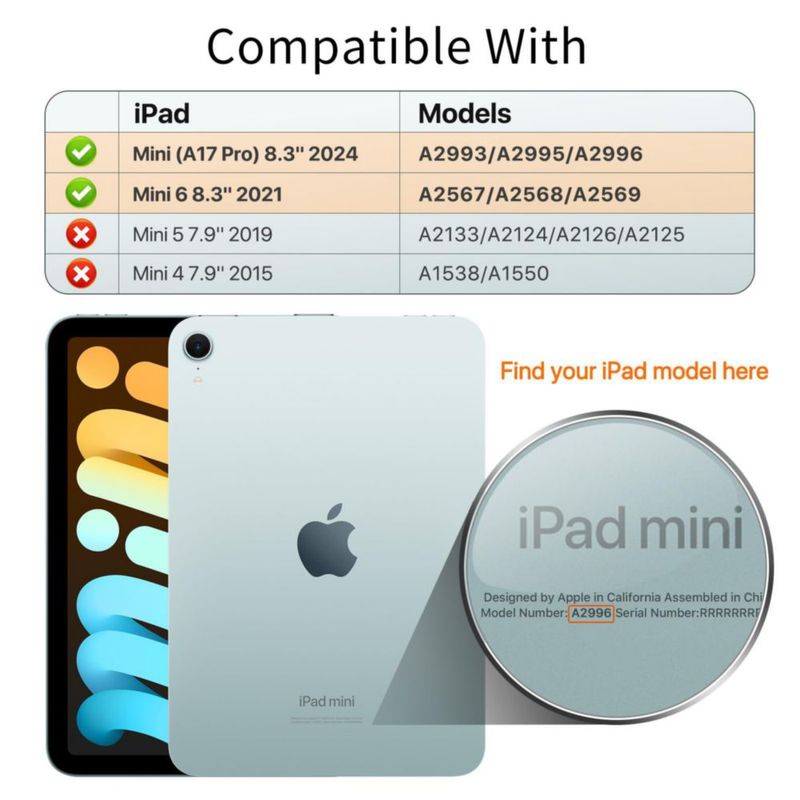 Funda MoKo para iPad Mini 7 (A17 Pro) 8.3 pulgadas 2024 iPad Mini 6 8.3 pulgadas 2021