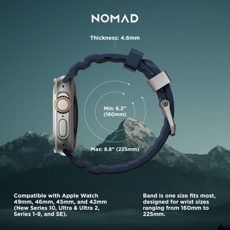 Correa para Apple Watch NOMAD Rocky Point azul atlántico 46/49 mm