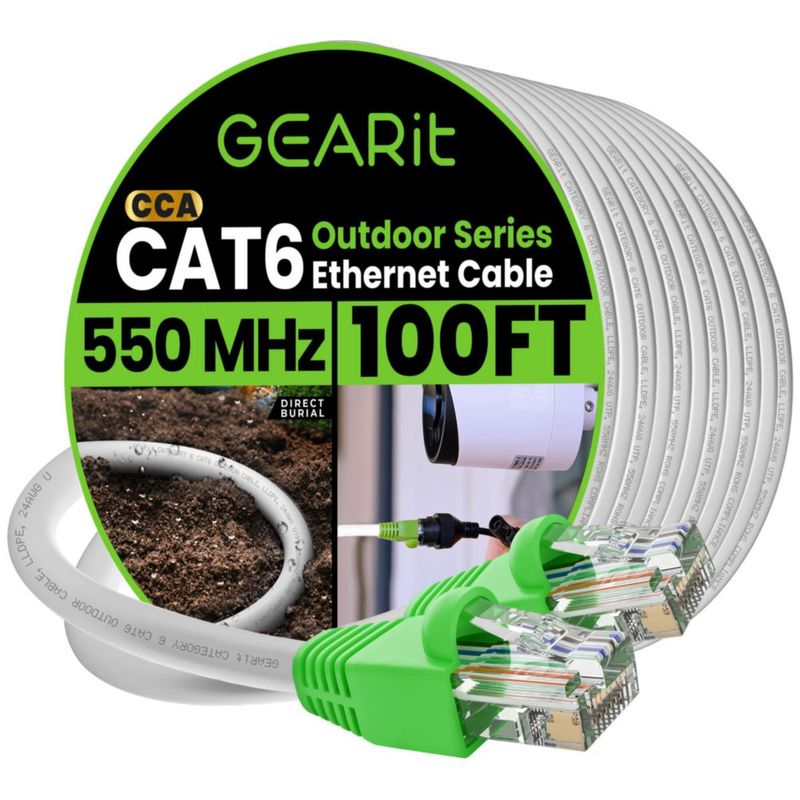 Cable de conexión Ethernet GearIt RJ45 Cat-6 304 m blanco para exteriores