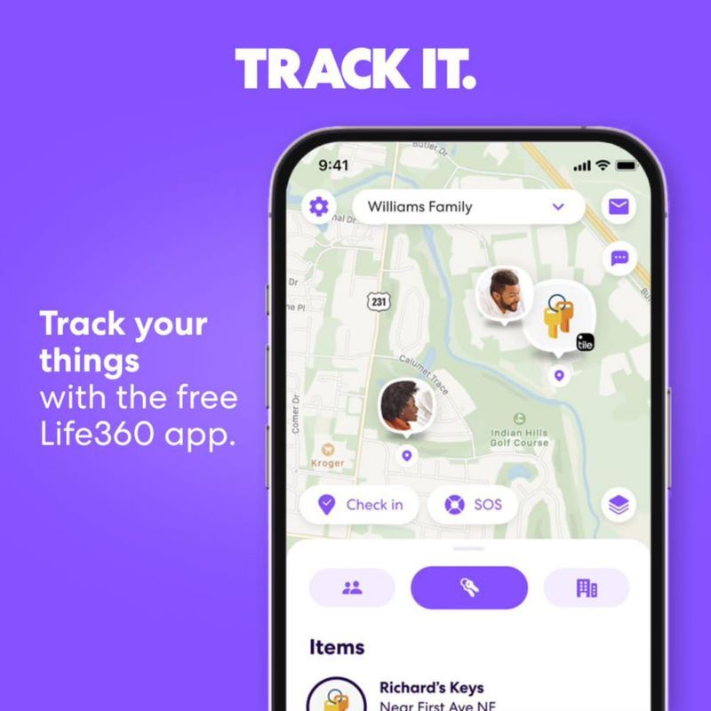 Logotipo rastreador Bluetooth de Life360 Mate para llaves y bolsos