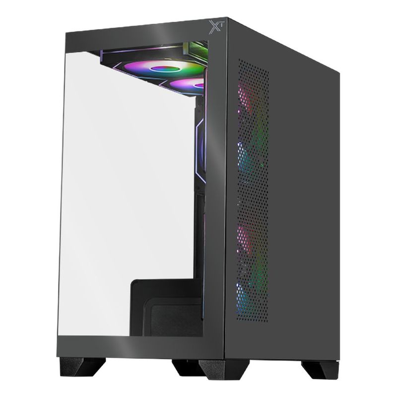 Gabinete xtreme pc crystal hive mini torre 5 fan argb gris
