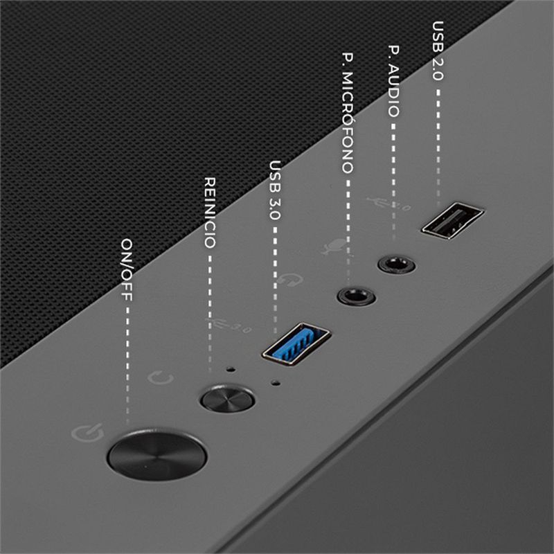 Gabinete xtreme pc crystal hive mini torre 5 fan argb gris