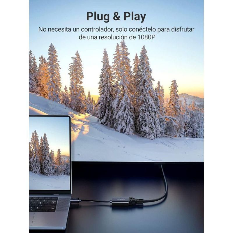Convertidor UGREEN HDMI a VGA Full HD 1080p con Puerto de Audio 3.5mm