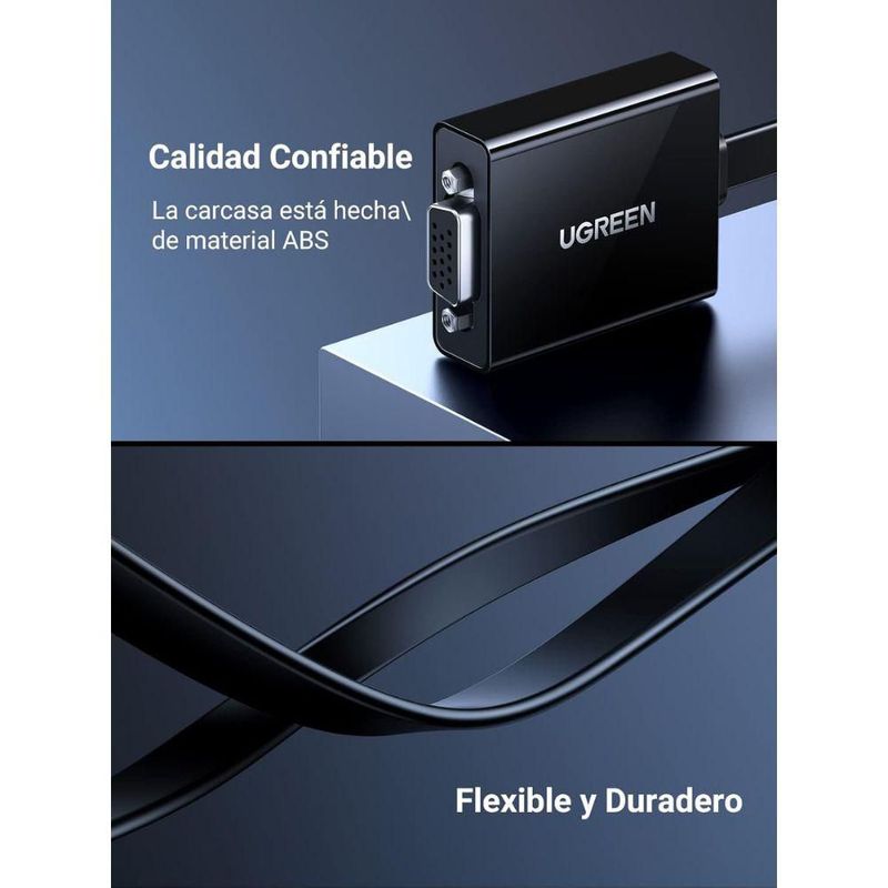 Convertidor UGREEN HDMI a VGA Full HD 1080p con Puerto de Audio 3.5mm