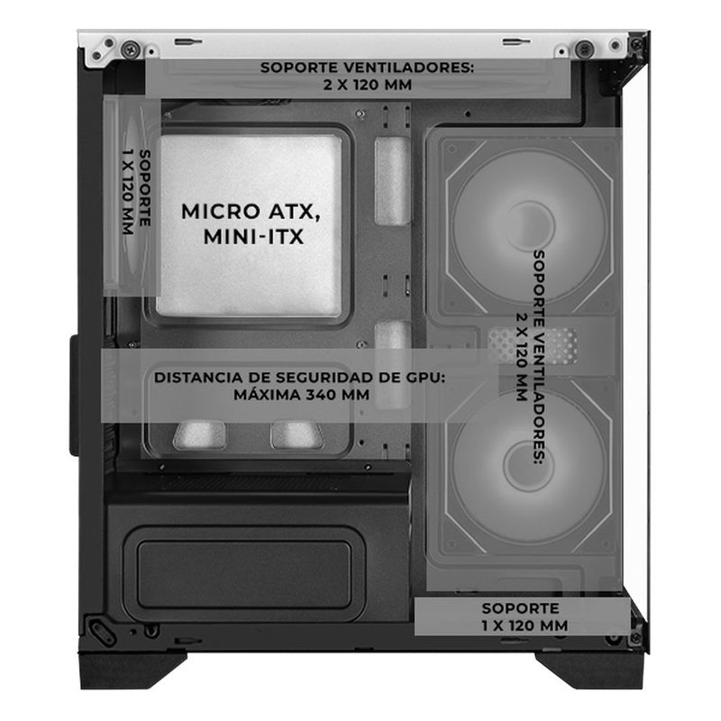 Gabinete xtreme pc crystal hive mini torre 5 fan hub argb